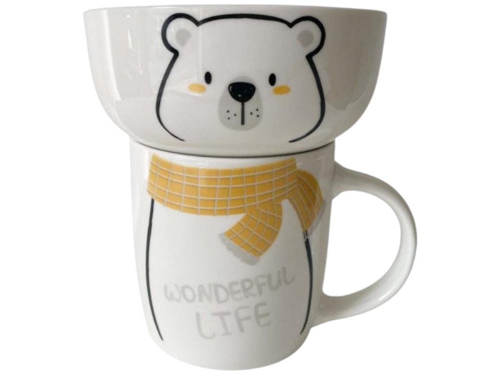 Набір посуду дитячий Limited Edition Happy Bear, чашка, піала, порцеляна, колір білий (ціна за 2пр)