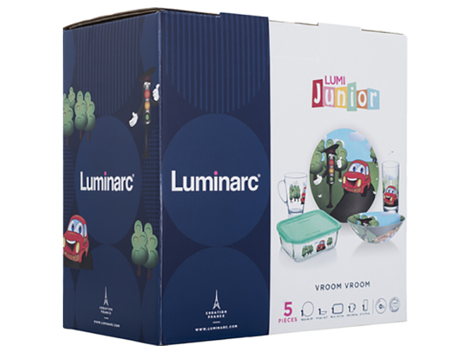 Набір посуду дитячого скляного Luminarc Vroom Vroom 5 предметів 86309
