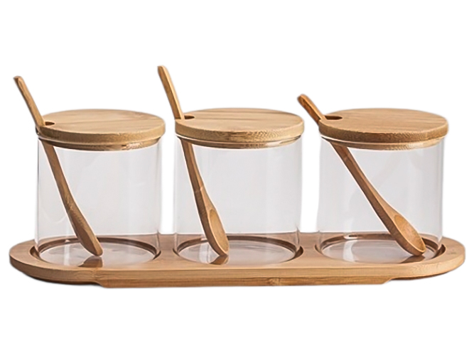 Набор банок Viva Bamboo, 350мл, 3шт, подставка+ложка, в упаковке, 6900068706507