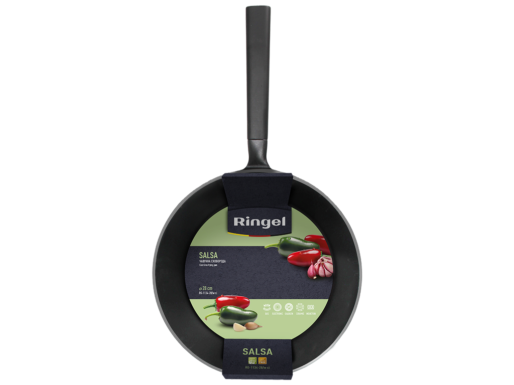 Сковорода WOK Ringel Salsa, чугун, 28см, цвет черный