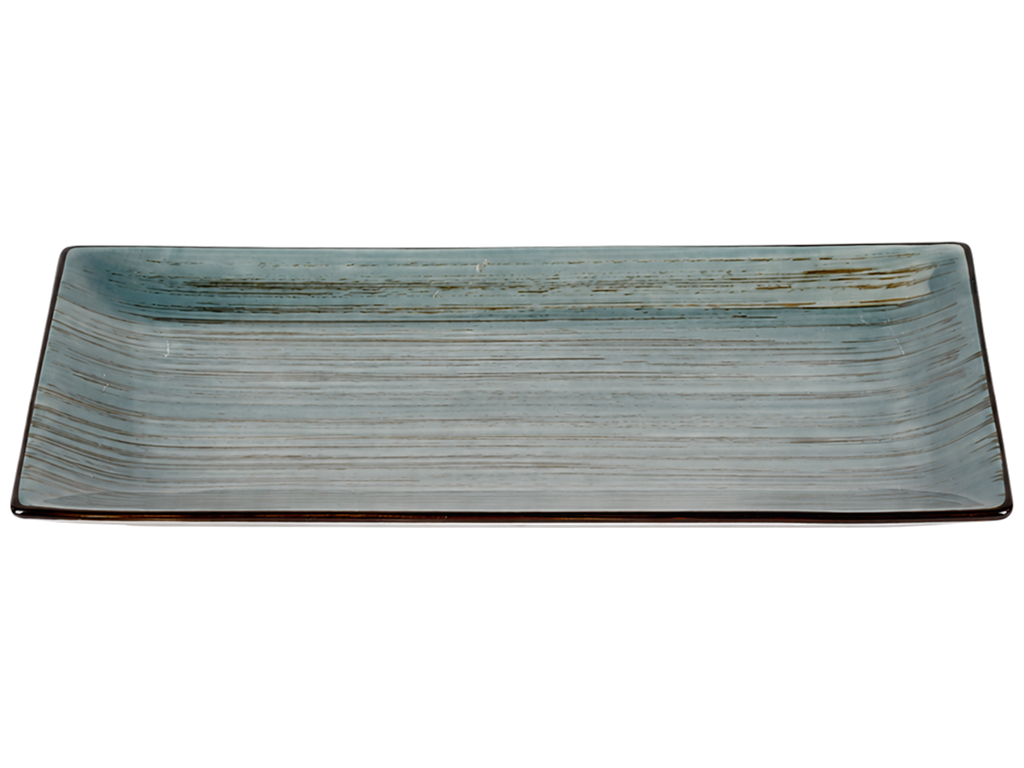 Блюдо фарфоровое Patina, прямоугольное с серо-зеленым декором, 30,5 см.