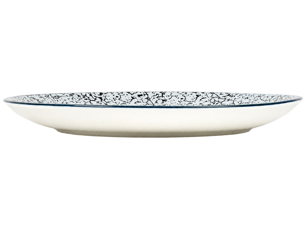 Тарелка обеденная фарфоровая Aura Blue, круглая с фактурным рисунком, 25,4 см