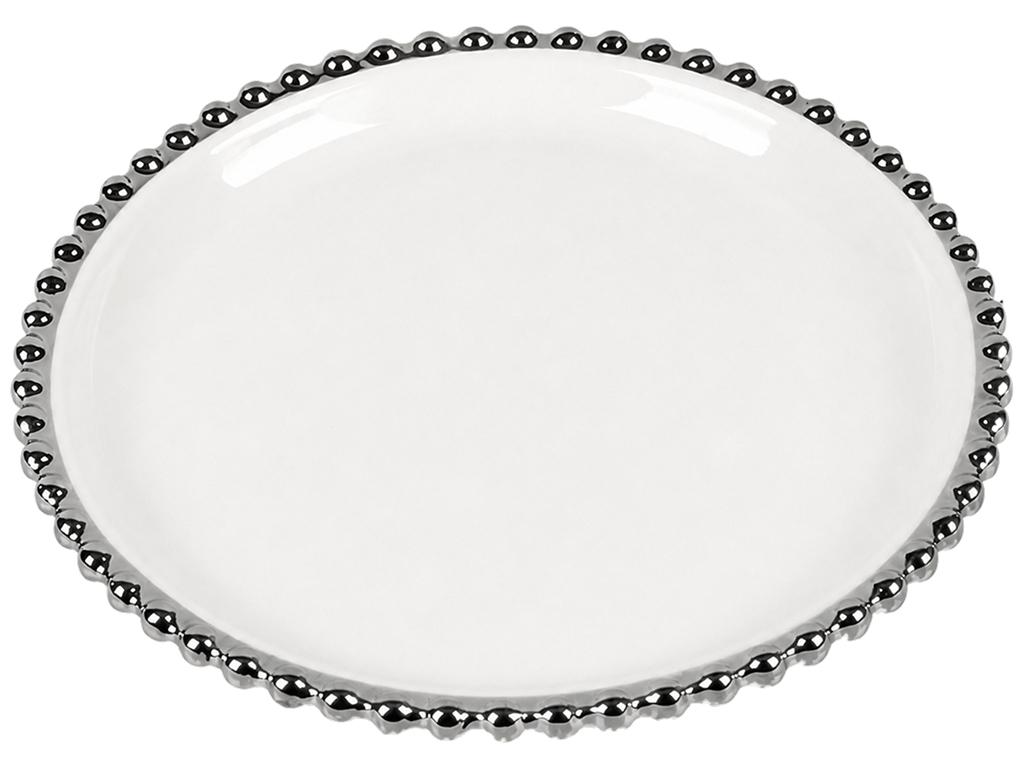 Блюдо фарфоровое Pearls, круглое с рельефным краем, 25,4 см