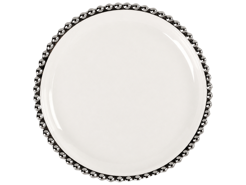 Блюдо фарфоровое Pearls, круглое с рельефным краем, 25,4 см