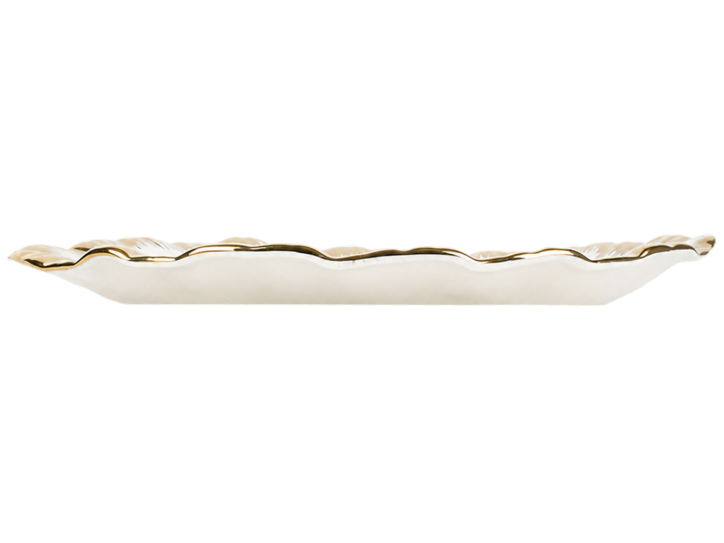 Блюдо сервірувальне Golden Leaf, порцеляна, золотистий край, 25,4 см