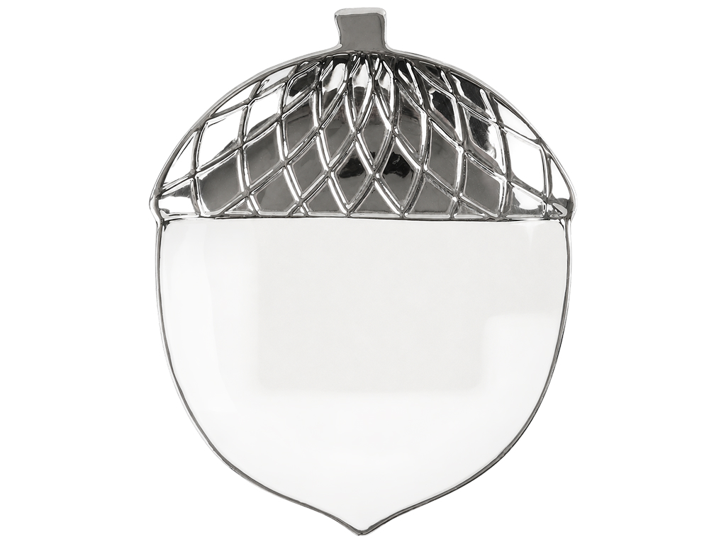 Блюдо фарфоровое Silver Acorn, в форме желудя с рельефным декором, 25,4 см