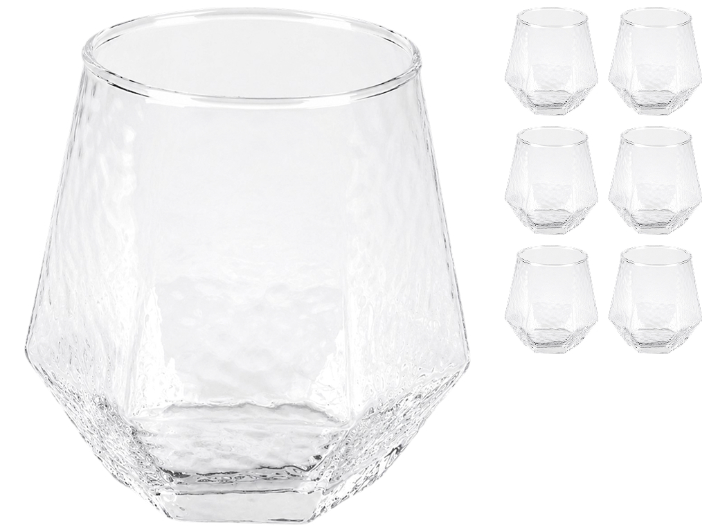 Набір склянок Deli Glass, низькі з гранованим дном, 310 мл, 6 шт (ціна за набір)