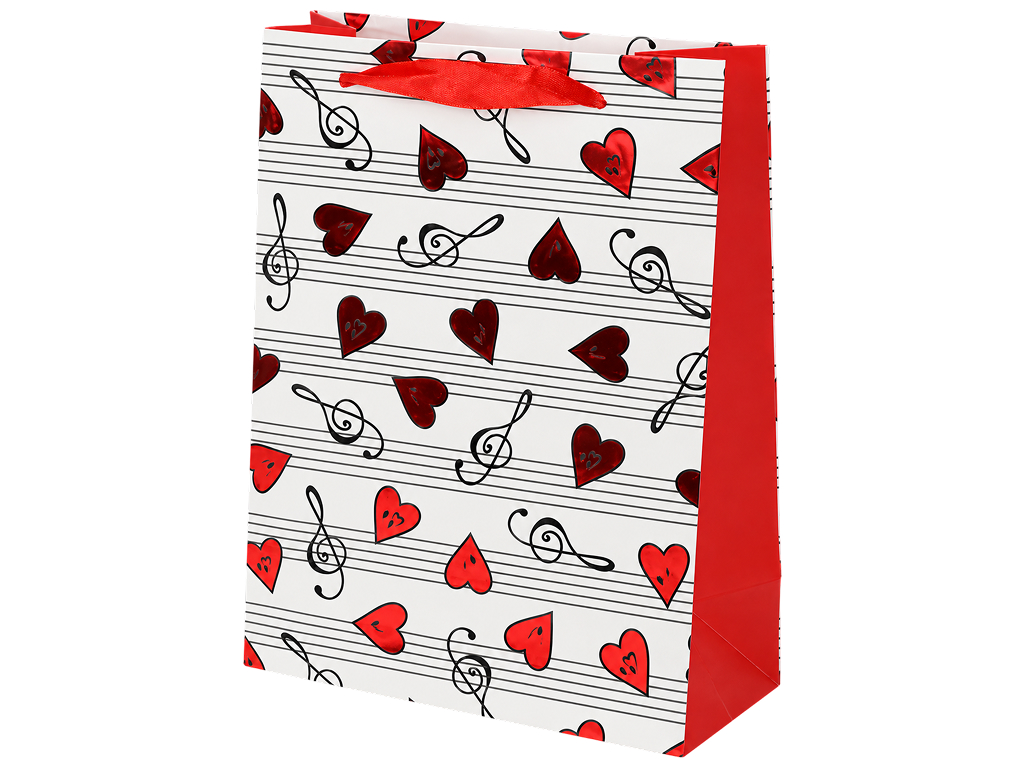 Пакет подарунковий паперовий Music of love, розмір L, 30×42×12 см, 4 дизайни (ціна за 1шт)