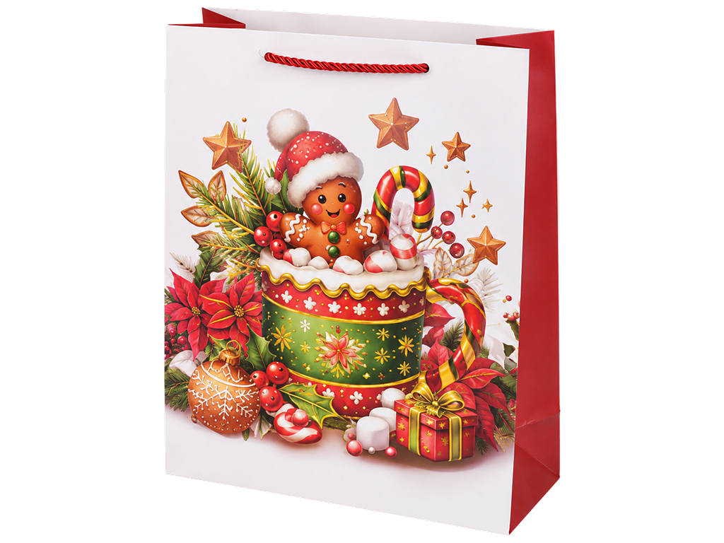 Пакет новорічний паперовий New Year, розмір S, 18×24×8,5 см, 4 дизайни (ціна за 1шт)