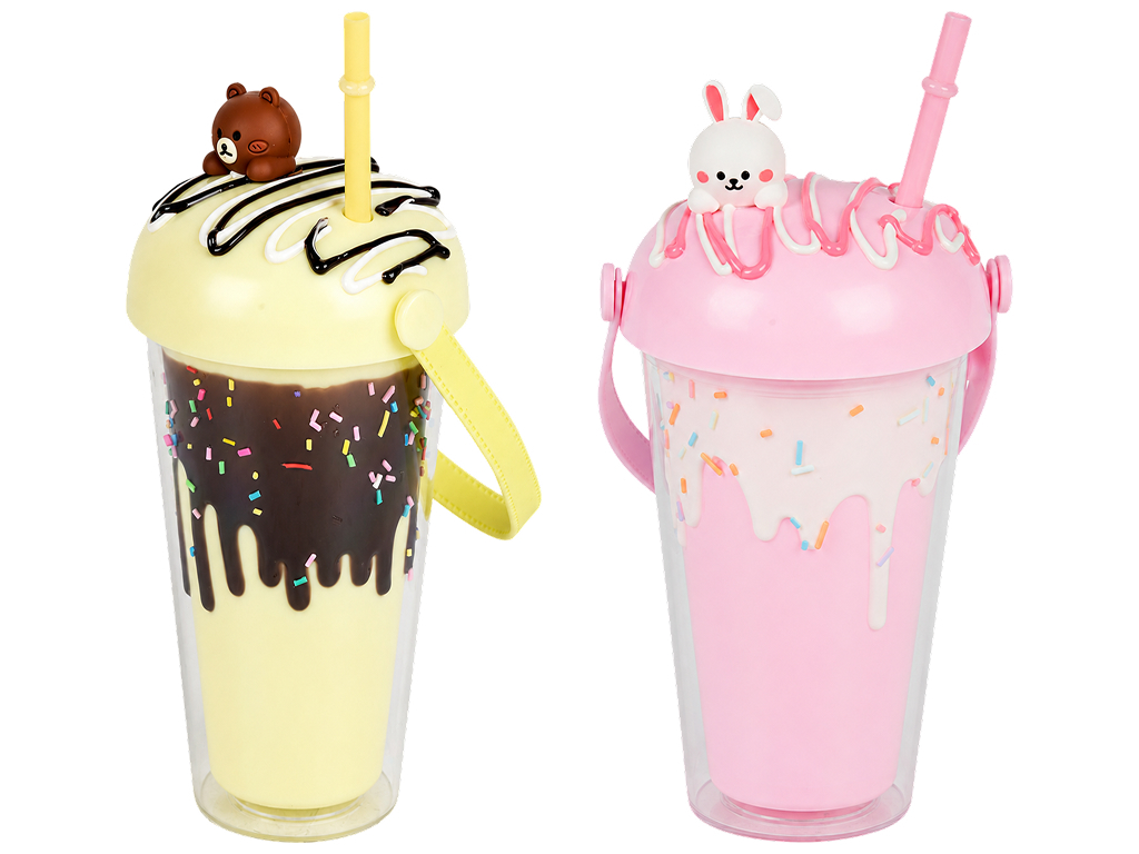 Стакан Sweets пластиковий з кришкою, трубочкою та ремінцем, 4 кольори, 450 мл (ціна за 1 шт)