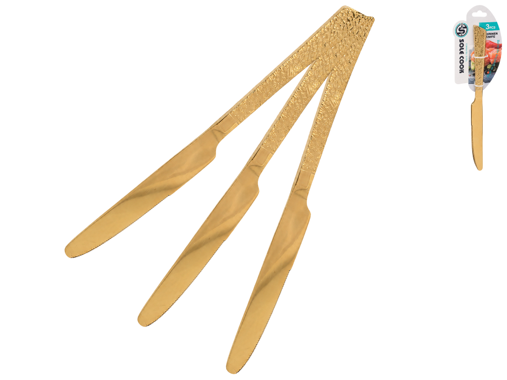 Нож столовый Grain, нержавеющая сталь,рельефная ручка, 22 см, 3 шт (цена за набор)