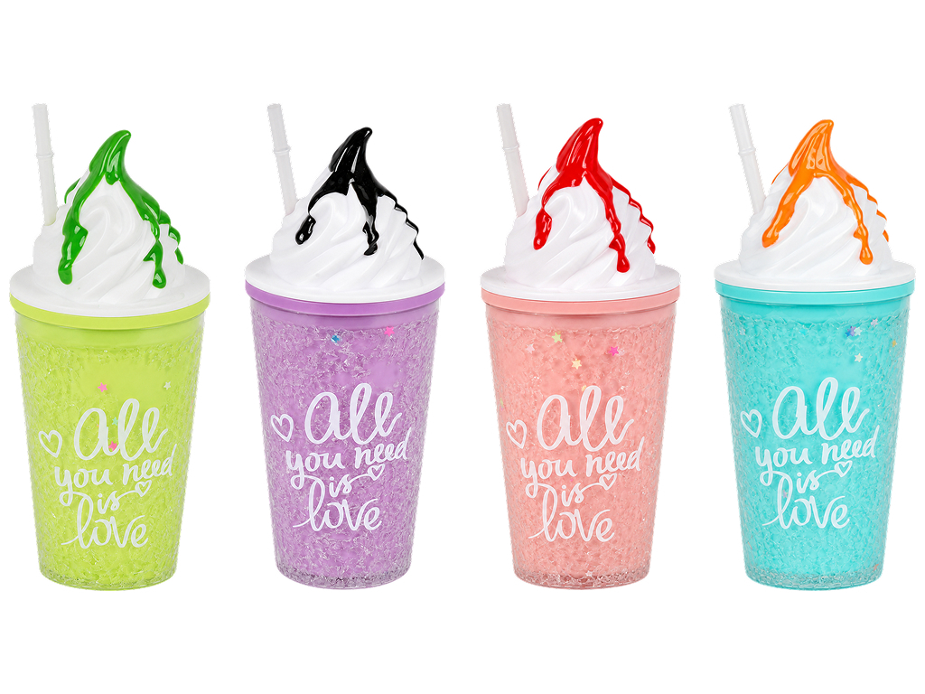 Стакан Party пластиковий з кришкою та трубочкою, 4 кольори, 400 мл, (ціна за 1 шт)