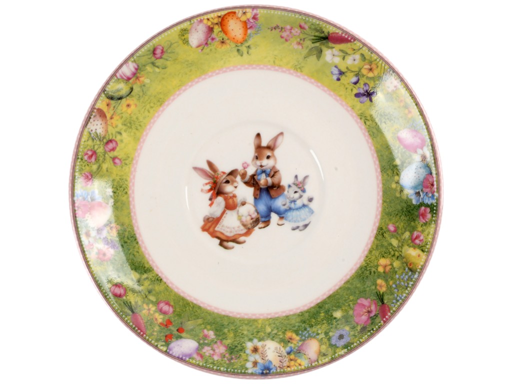 Чашка с блюдцем пасхальная Easter Tale, фарфор, 180мл, 14см (цена за 2 предмета)
