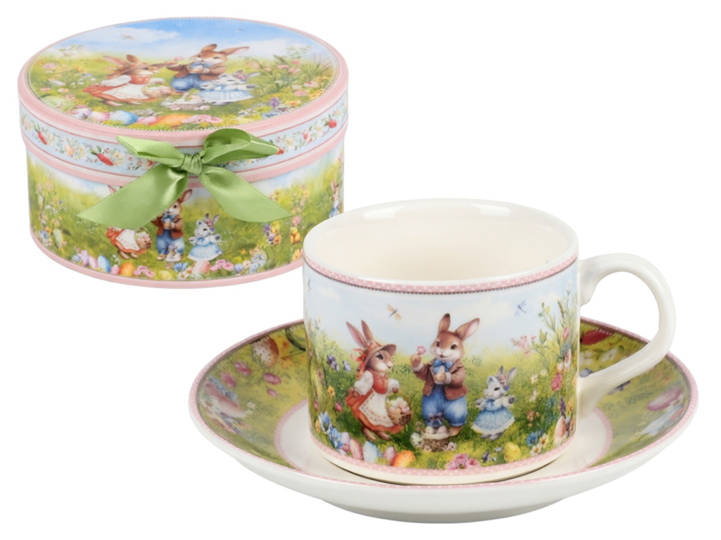 Чашка с блюдцем пасхальная Easter Tale, фарфор, 160мл, 14см (цена за 2 предмета)