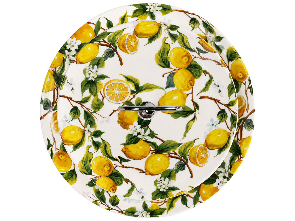 Фруктовниця порцелянова Lemon Sky, дворівнева з лимонним декором, 15,5-23 см