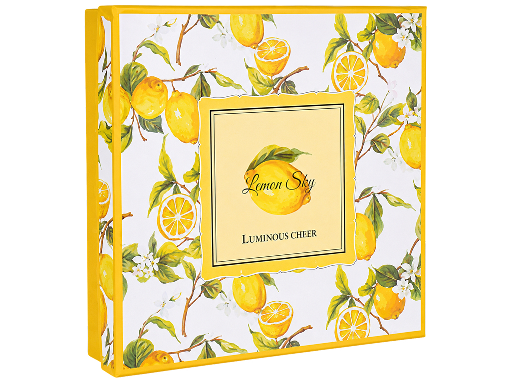 Фруктовниця порцелянова Lemon Sky, дворівнева з лимонним декором, 15,5-23 см
