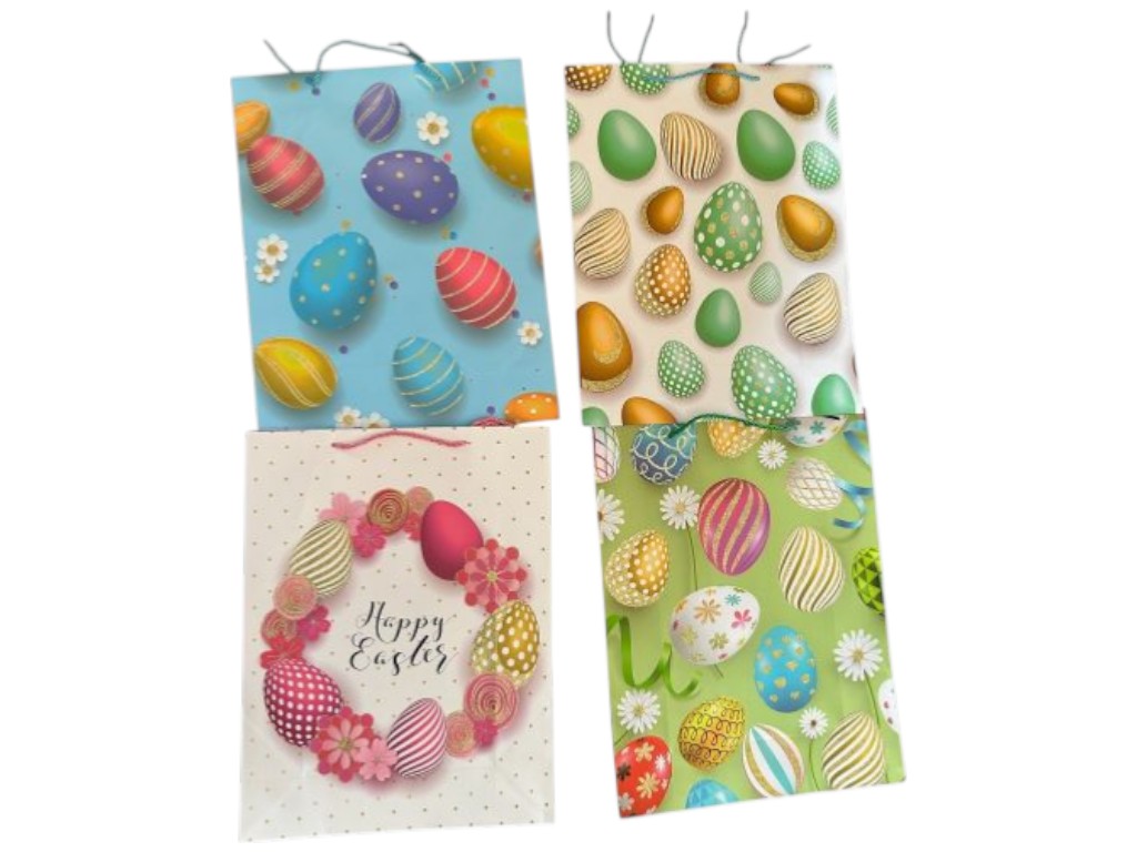 Пакет великодній Easter eggs, папір, 26х32х10см, 4 дизайни (ціна за 1шт)