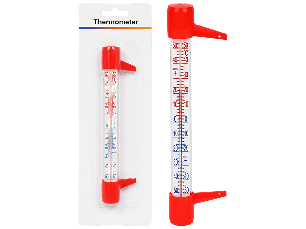 Термометр віконний пластиковий, шкала від -50 до +50 °C, кріплення, 19,5 см
