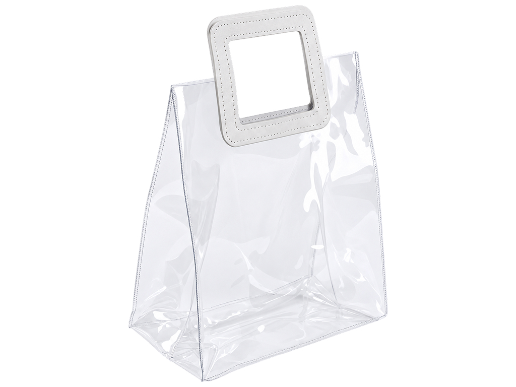 Пакет подарунковий Clarity M, ПВХ, прозорий, з жорсткими ручками, 25×28×14 см