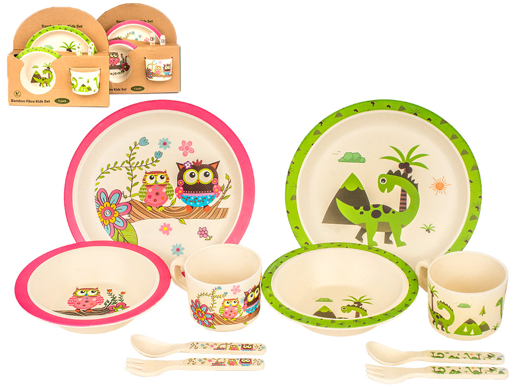 Набір дитячого, бамбукового посуду Eco "Bamboo fibre kids set" 5 предметів