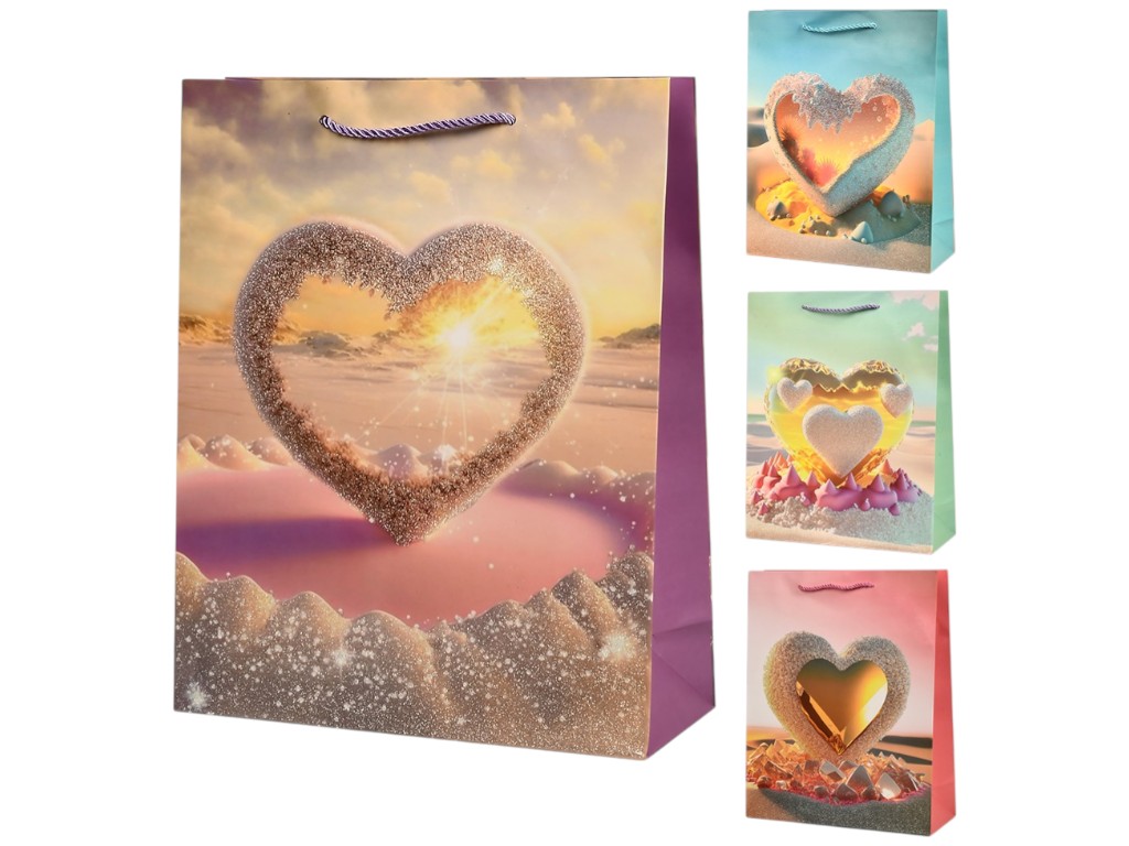 Пакет подарочный Hearts, бумага, 30×41,5×12см, 4 дизайна (цена за 1шт)