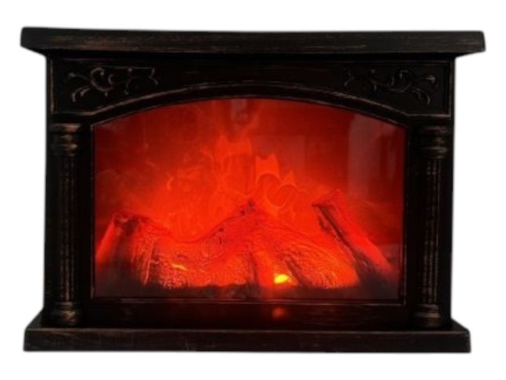 Камин-светильник декоративный с LED подсветкой, 11.5×20×28 см, питание от USB и батареек, цвет чёрны