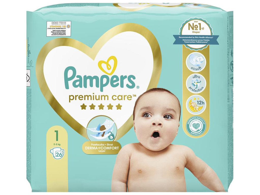 Подгузники Pampers Premium Care Newborn, размер 1 (2–5 кг), 22шт