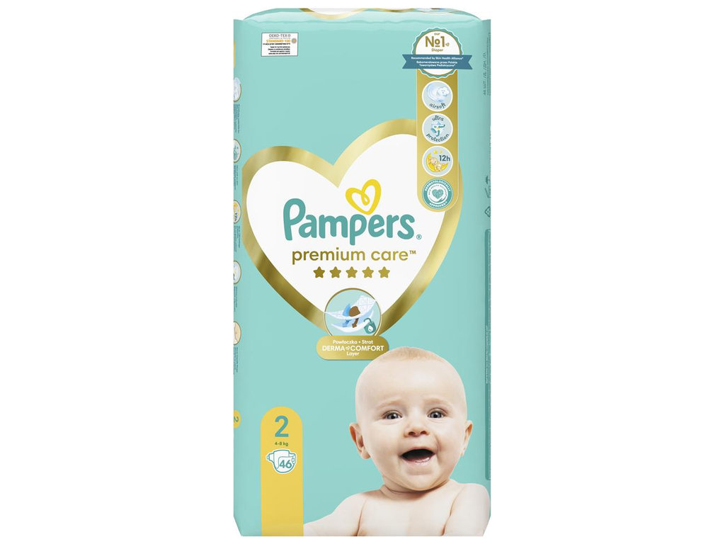 Подгузники Pampers Premium Care Mini, размер 2 (4–8 кг), 46шт