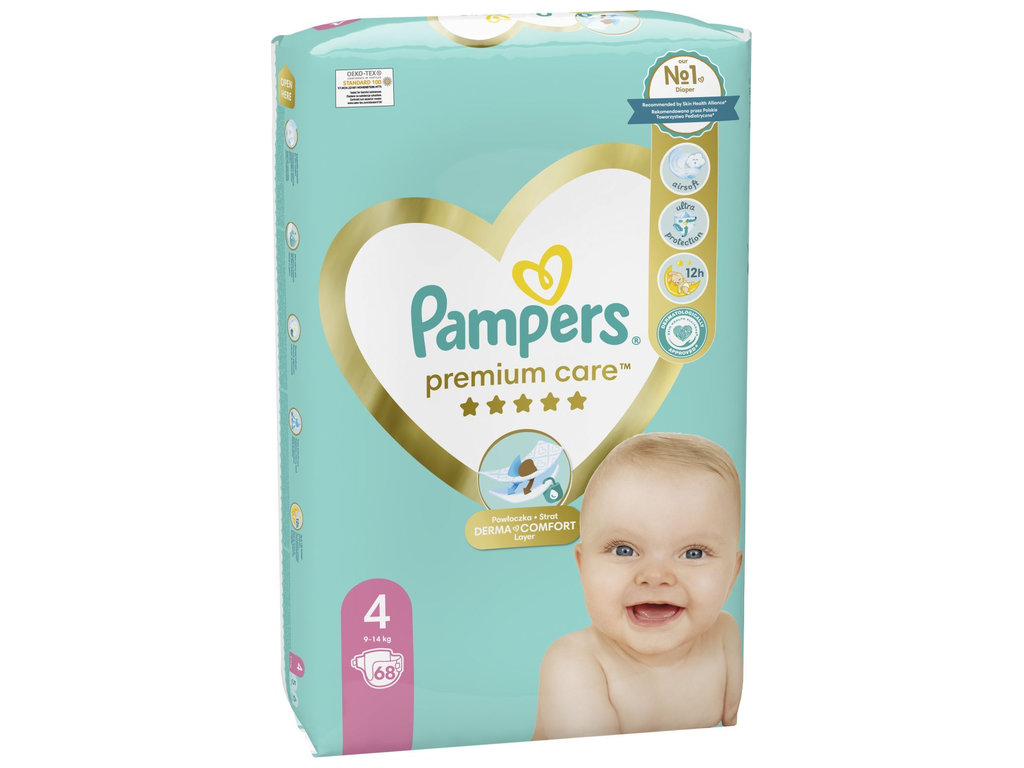 Підгузки одноразові Pampers Premium Care, розмір 4 Maxi, 9-14кг, 68шт