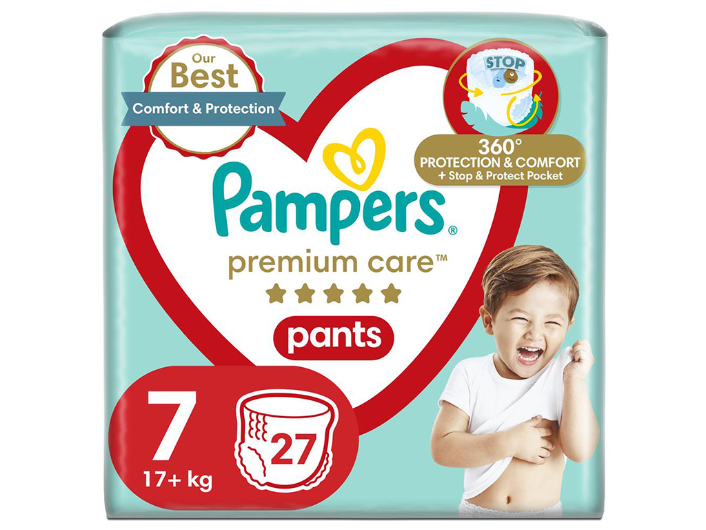 Підгузки-трусики Pampers Premium Care Pants, розмір 7 (17+ кг), 27шт