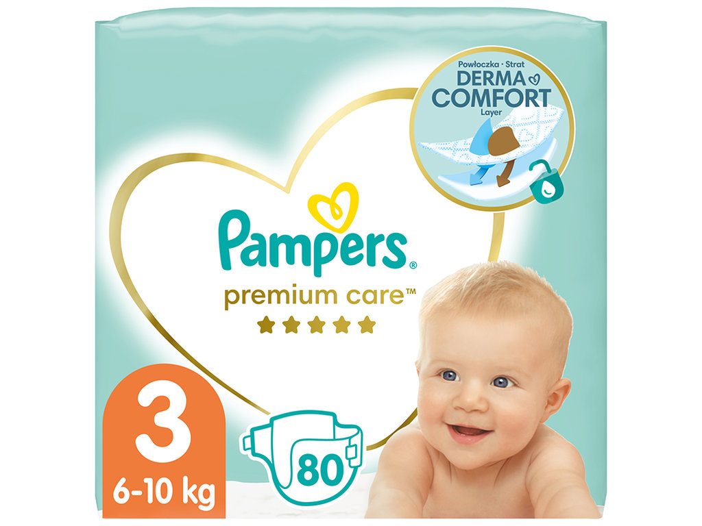 Підгузки одноразові Pampers Premium Care, розмір 3 Midi, 6-10кг, 80шт