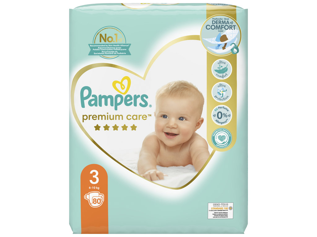 Підгузки одноразові Pampers Premium Care, розмір 3 Midi, 6-10кг, 80шт