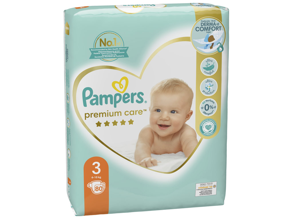 Підгузки одноразові Pampers Premium Care, розмір 3 Midi, 6-10кг, 80шт