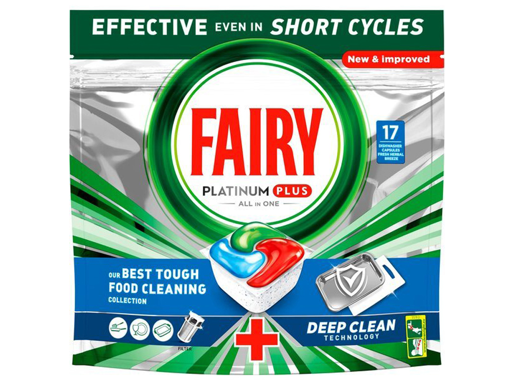 Капсулы для посудомоечных машин Fairy Platinum Plus Все-в-1, 17шт