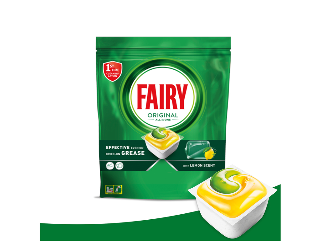 Капсулы для посудомоечных машин Fairy Original «Все в одном» с ароматом лимона, 56шт