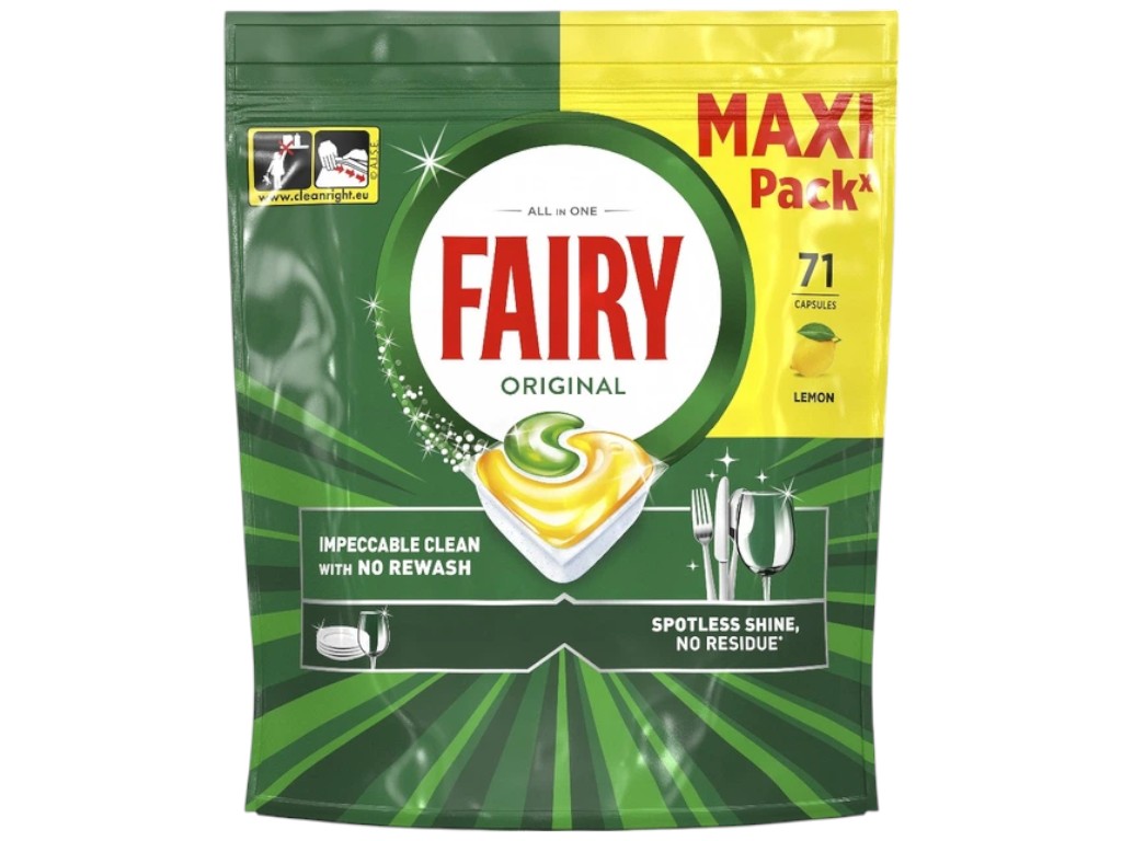 Капсулы для посудомоечных машин Fairy Original All in One, аромат лимон, 71шт