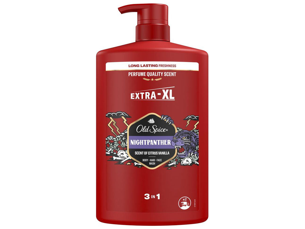 Гель-шампунь 3 в 1 Old Spice Night Panther, аромат экзотический, 1л