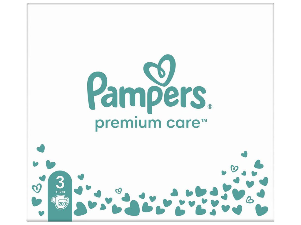 Підгузки Pampers Premium Care, одноразові, індикатор вологи, розмір 3, 6-10кг, 200шт/уп