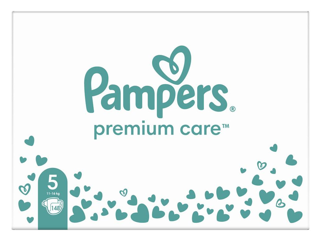 Підгузки Pampers Premium Care, одноразові, індикатор вологи, розмір 5, 11-16кг, 148шт/уп