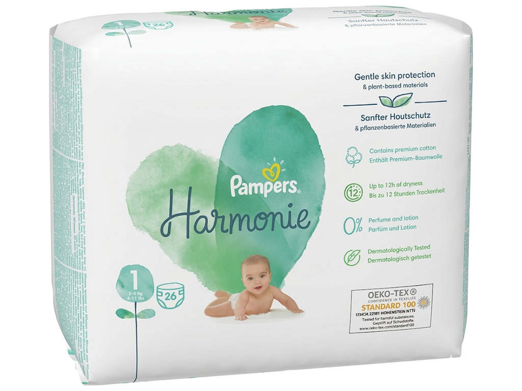 Підгузки одноразові Pampers Harmonie Newborn, розмір 1, 2-5кг, 26шт