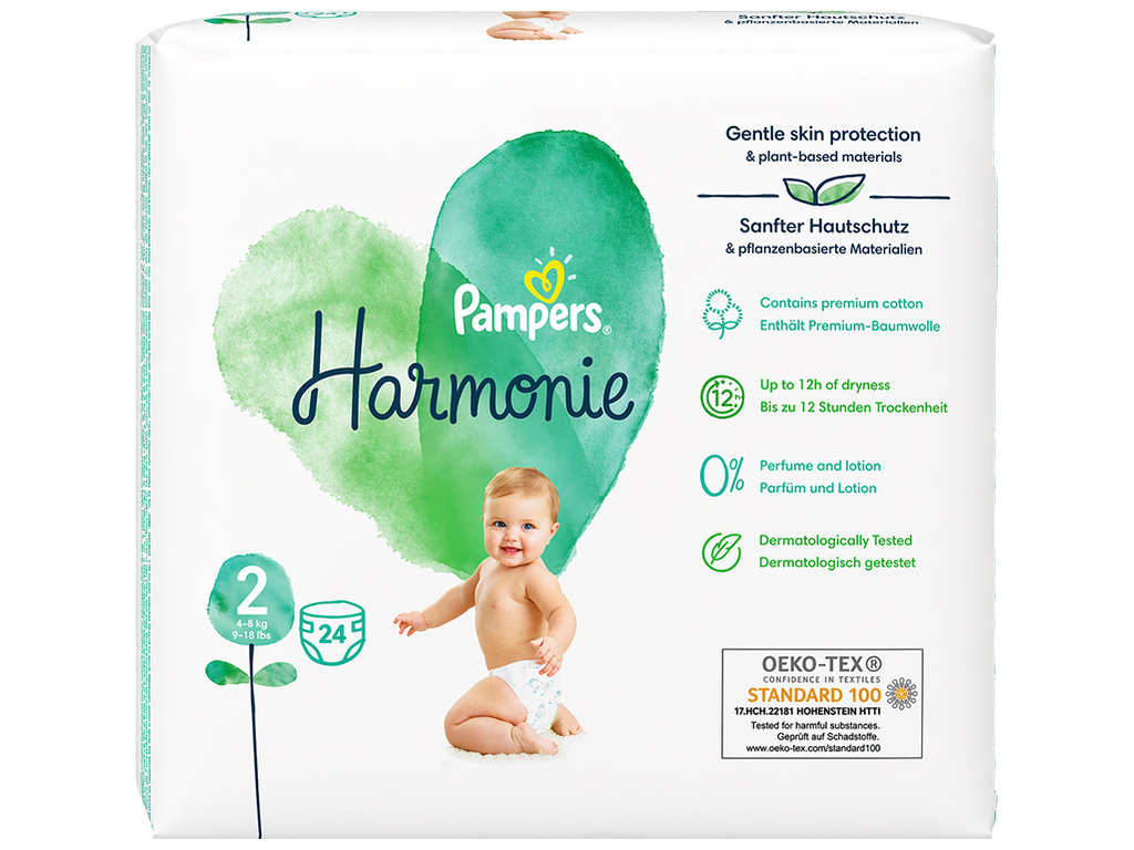 Підгузки одноразові Pampers Harmonie, розмір 2 Mini, 4-8 кг, 24шт