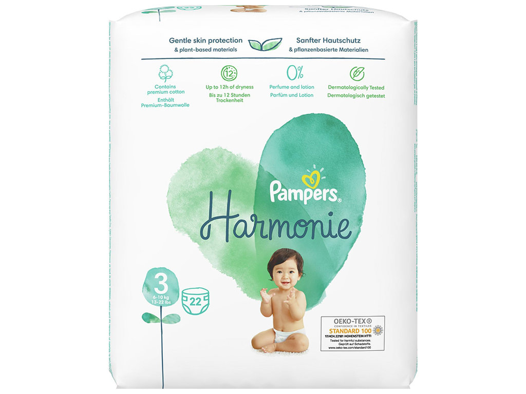 Підгузки одноразові Pampers Harmonie, розмір 3 Midi, 6-10кг, 22шт
