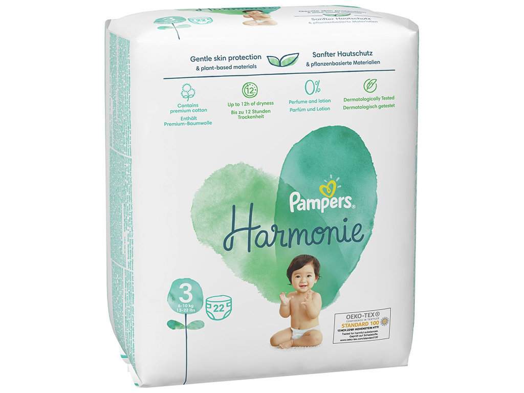 Підгузки одноразові Pampers Harmonie, розмір 3 Midi, 6-10кг, 22шт