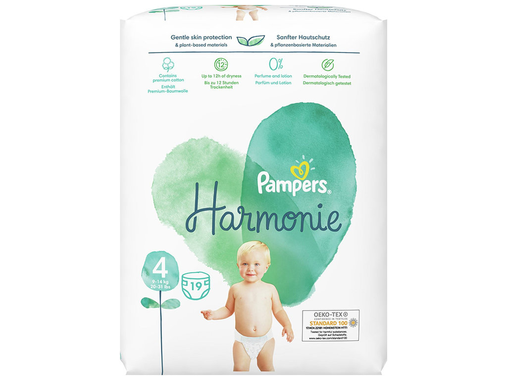 Підгузки одноразові Pampers Harmonie, розмір 4, 9-14кг, 19шт