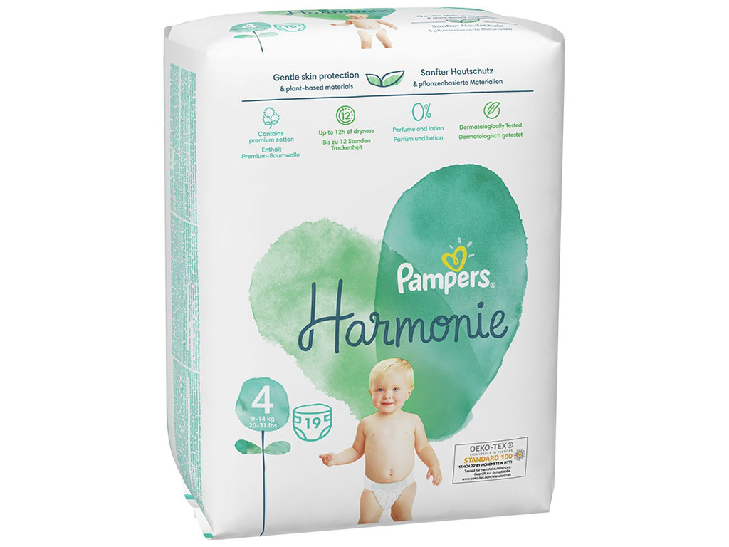 Підгузки одноразові Pampers Harmonie, розмір 4, 9-14кг, 19шт