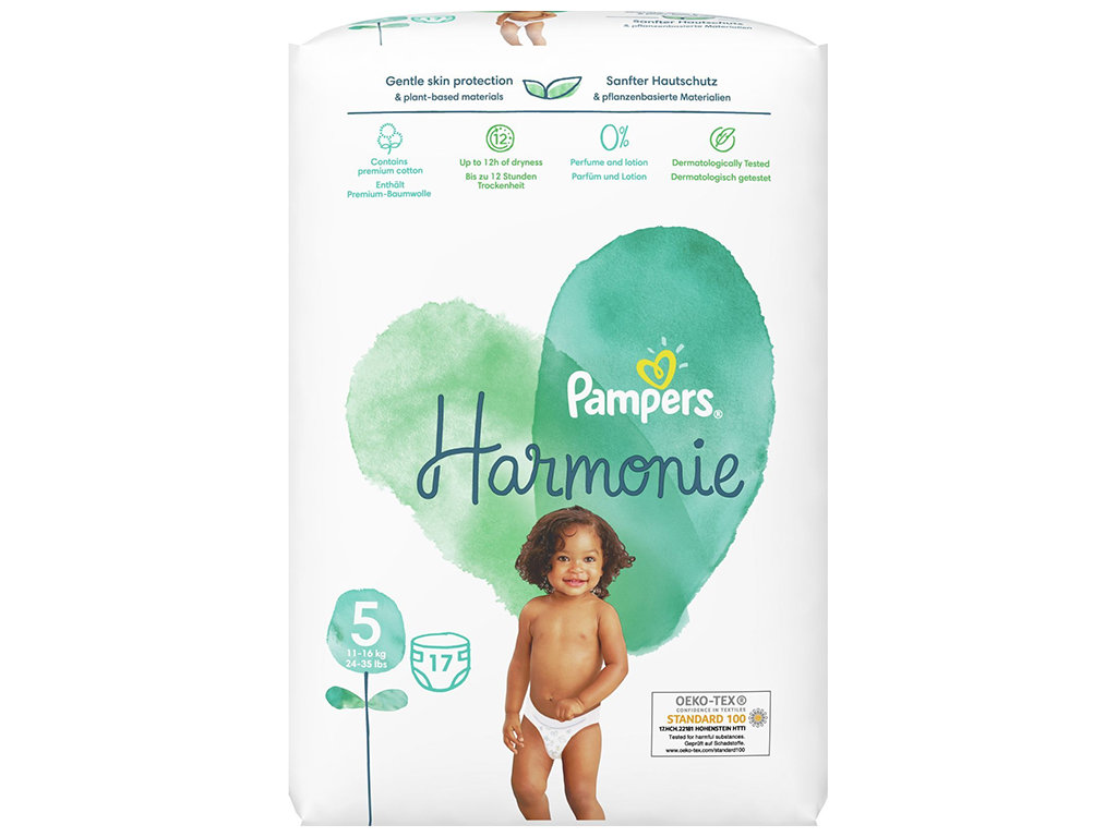 Підгузки одноразові Pampers Harmonie, розмір 5 Junior, 11-16 кг, 17шт