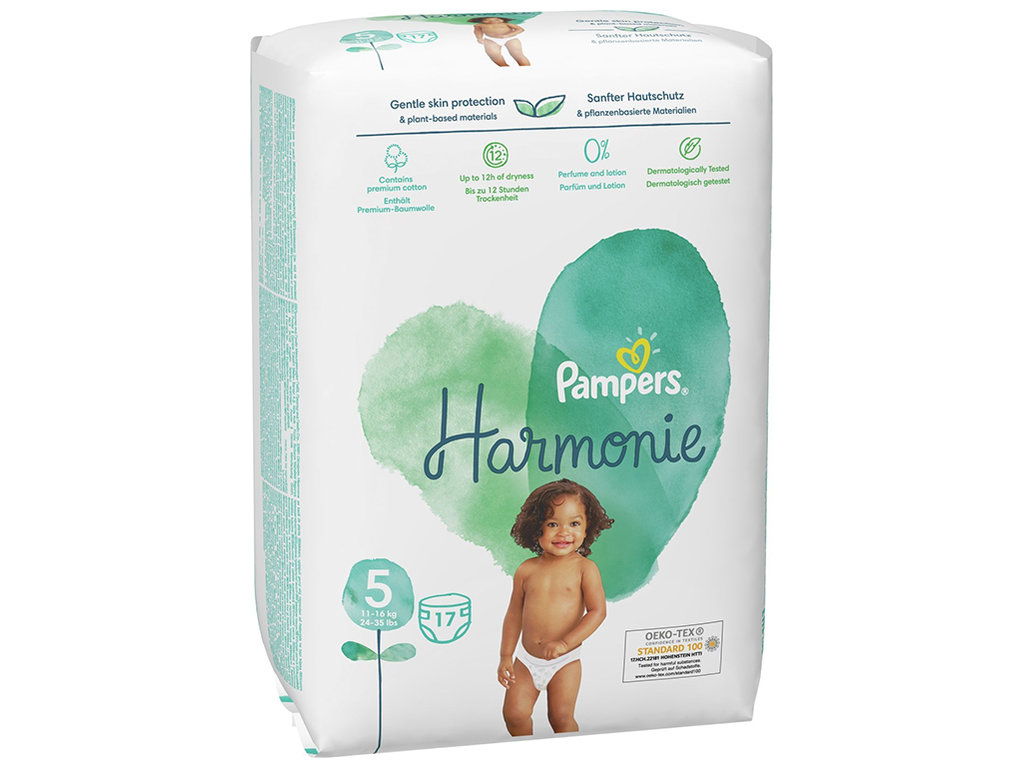 Підгузки одноразові Pampers Harmonie, розмір 5 Junior, 11-16 кг, 17шт