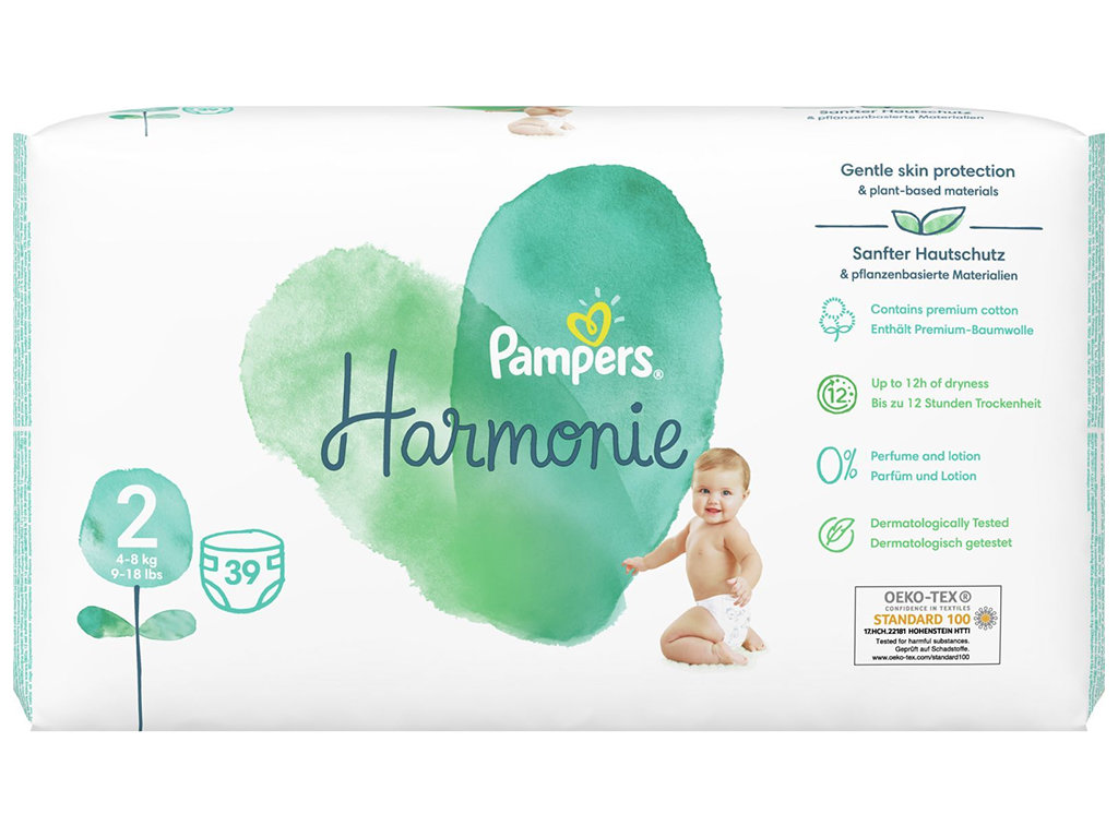 Підгузки одноразові Pampers Harmonie, розмір 2 Mini, 4-8 кг, 39шт