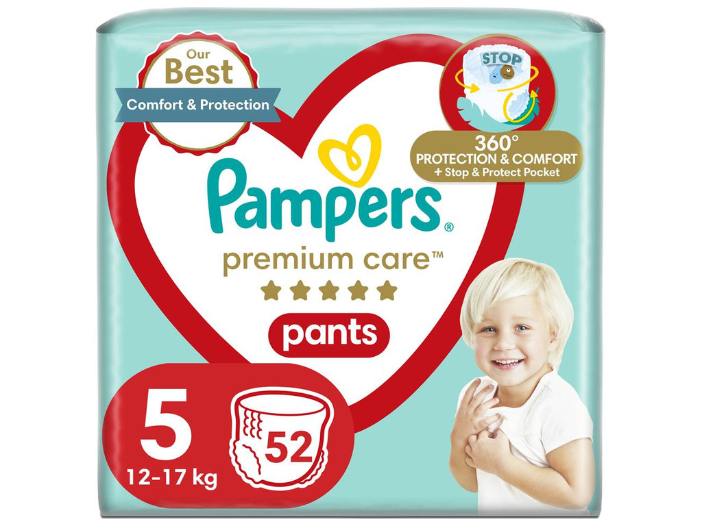 Підгузки-трусики Pampers Premium Care Pants, одноразові, розмір 5, 11-17кг, 52шт/уп