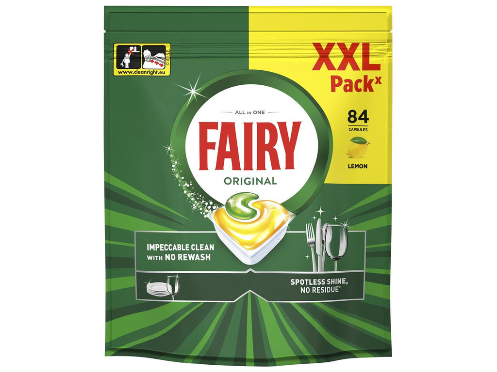 Капсулы для посудомоечных машин Fairy Original All in One, аромат лимон, 84шт